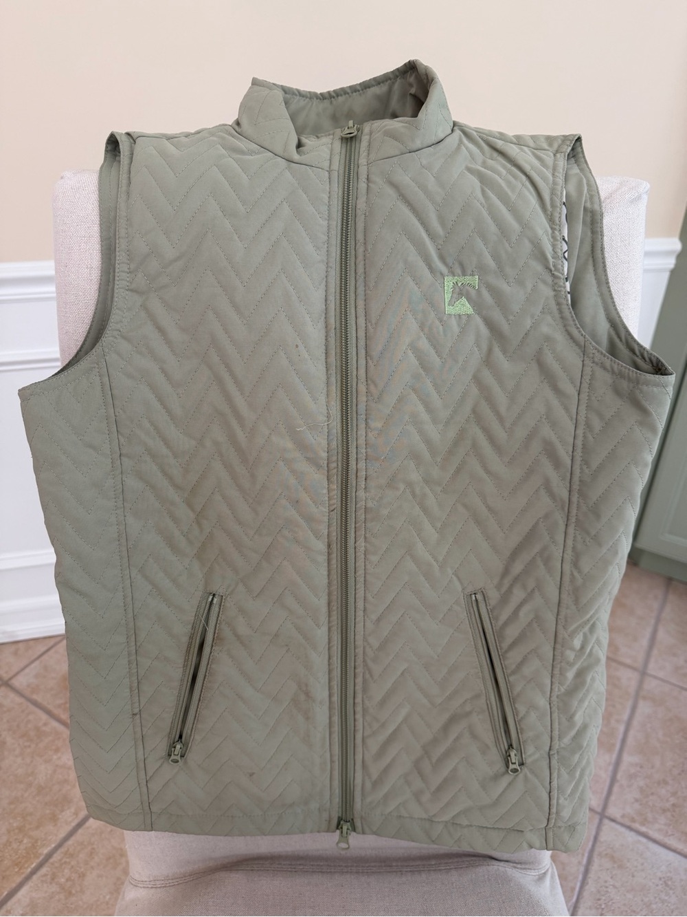 Quilted Sleeveless Vest in Sage Green - Lightweight Layer